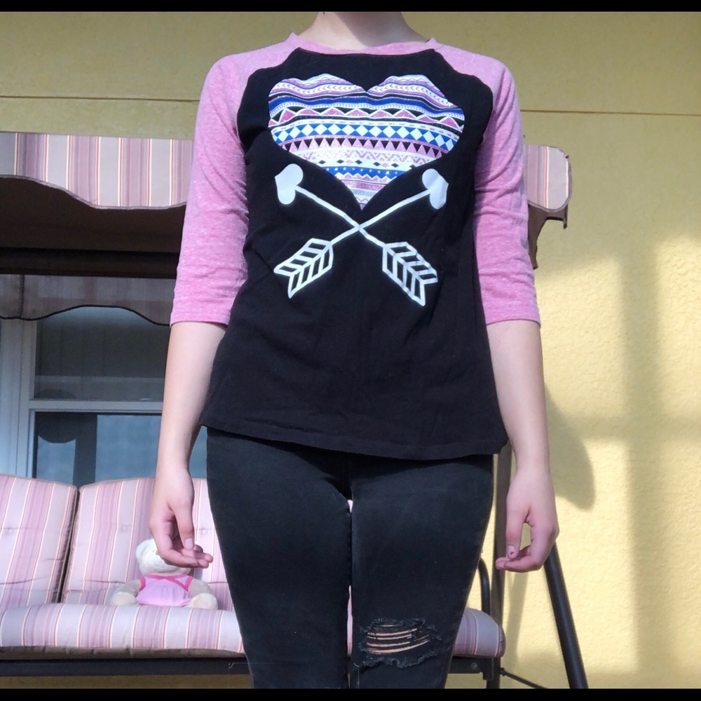 Pink heart baseball tee